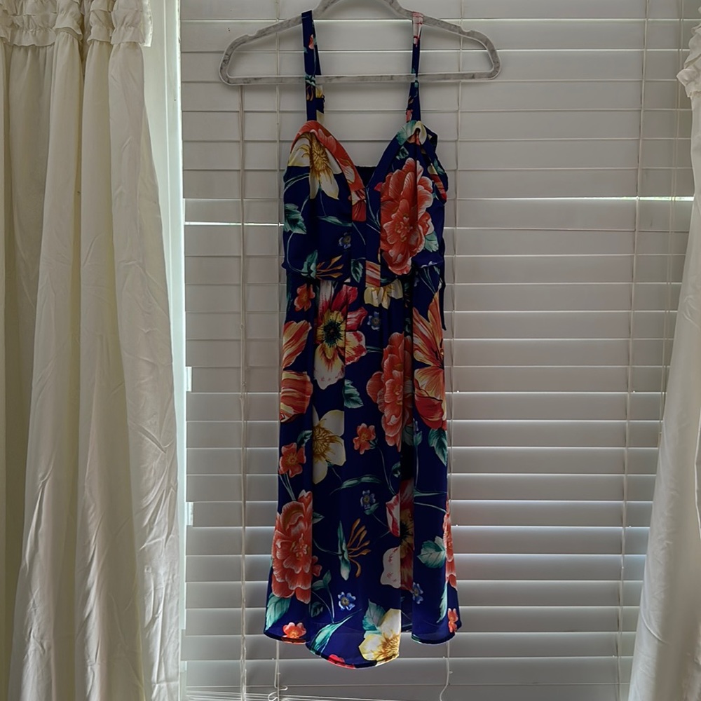 Anthropologie Moulinette Soeurs Annona Midi Dress Navy Blue Floral Retro Pin Up